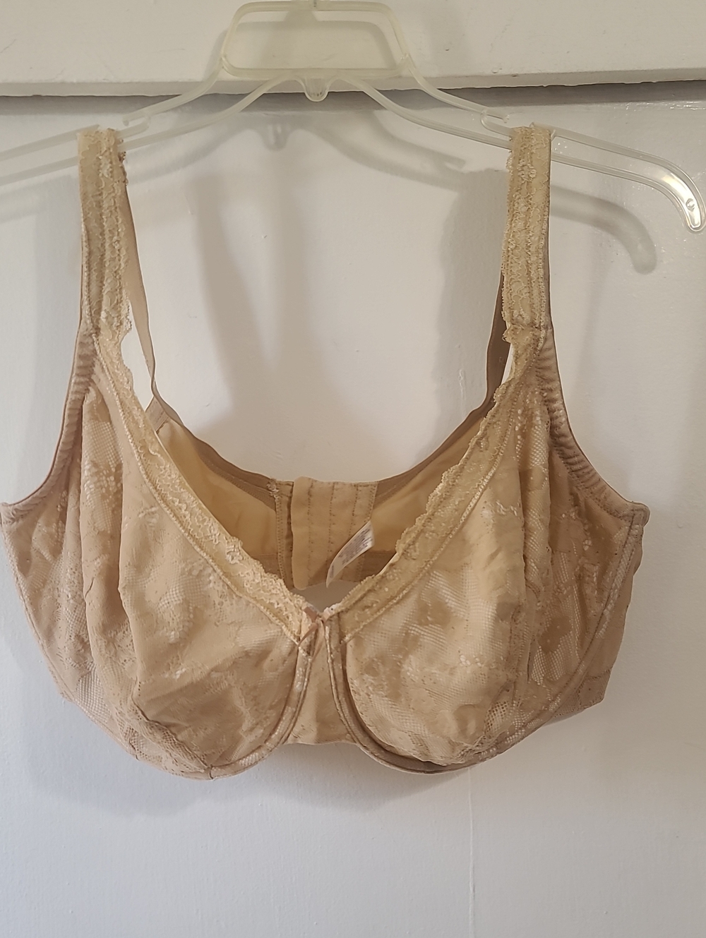 Classic Full Coverage Lace Underwire Cacique Bra, Nude- Beige